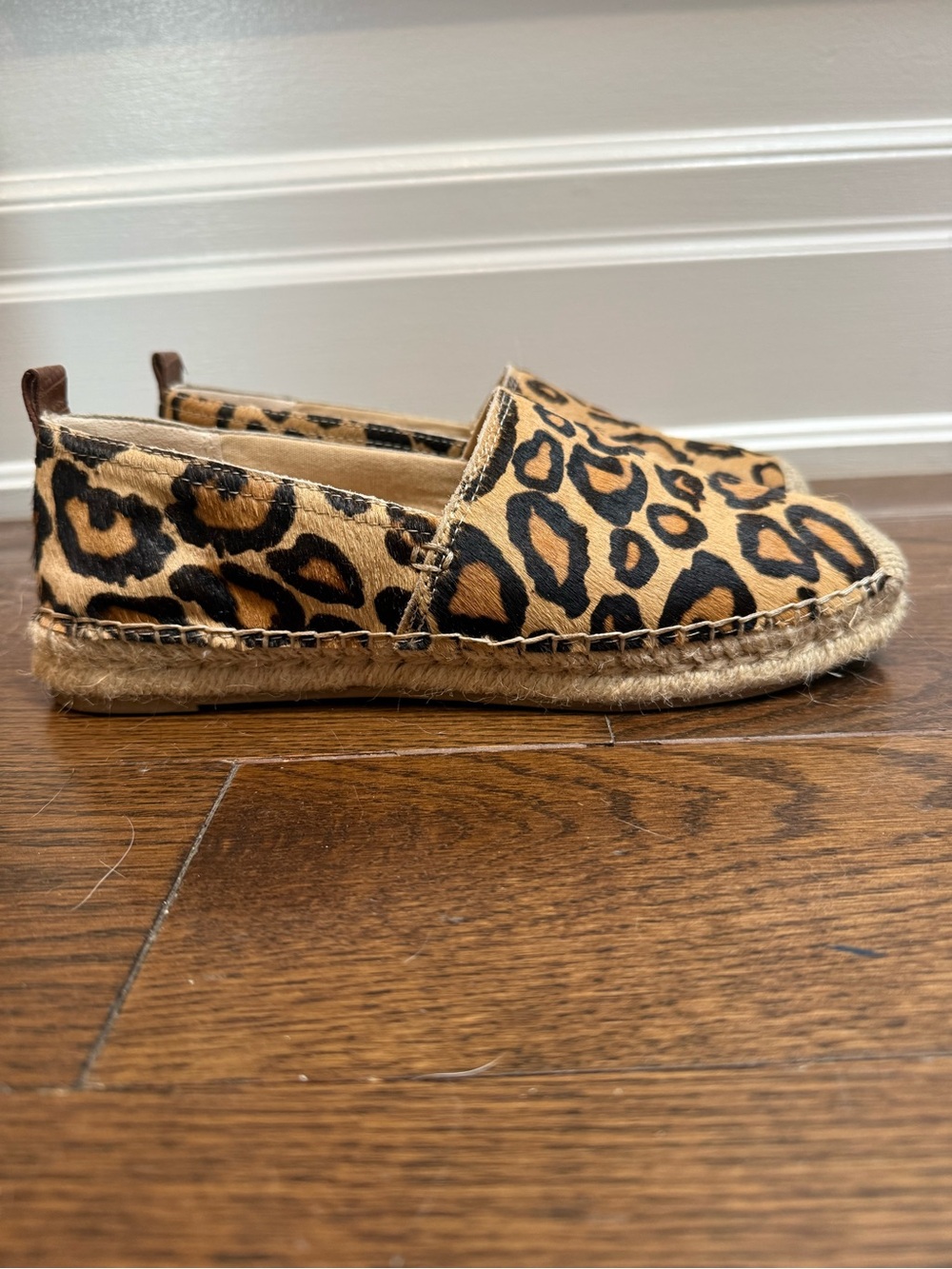 Sam Edelman Khloe Leopard Print Real Fur Espadrilles Slip On - Size 8
